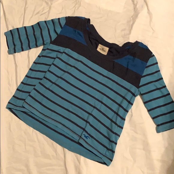 Hollister : Blue Striped 3/4 Sleeve Tee - Picture 1 of 4